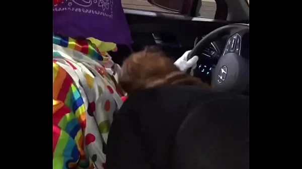 Clown gets dick sucked while ordering food