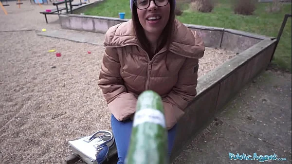 Public Agent Ale Danger demonstrating how far she can deepthroat a big fat cock