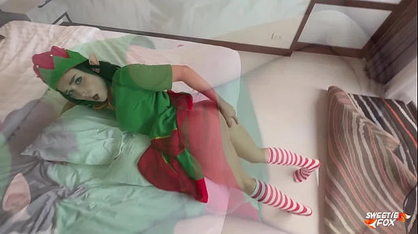 Gift from Christmas Elf - Hot Blowjob and Sex with Cum on Wet Pussy POV