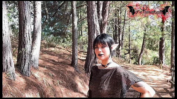 gothic elf, masturbating in the forest