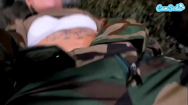 Naughty Teen Solider Almost Caught Masturbating In The Field