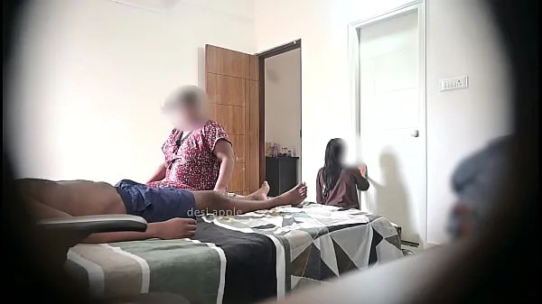 Flashing dick infront of two maids when taking massage