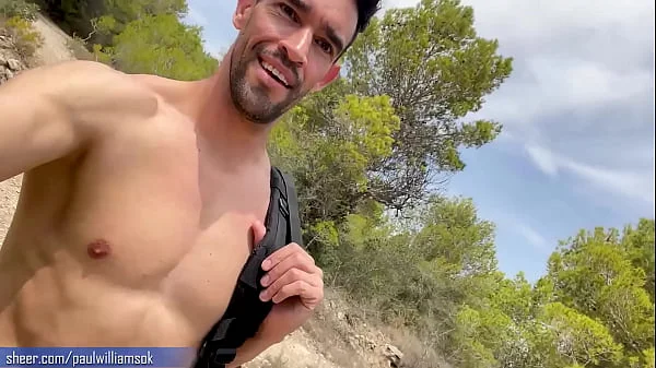 Naked hiking fun after hard workout at the gym