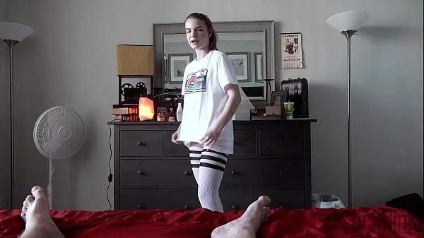 Seductive Step Sister Fucks Step Brother in Thigh-High Socks Preview - Dahlia Red / Emma Johnson