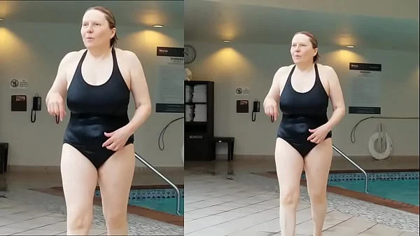 Sexy Grandma is Sexy at 66 in a black swimsuit