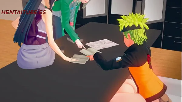 Naruto Hentai 3D - Naruto FUCKS Sakura UNDER THE TABLE WHILE TALKING TO Hinata AND Tsunade - Animation porn sex Anime Manga