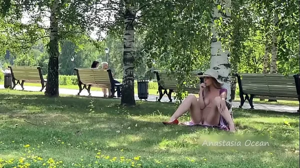 Beautiful girl shines tits walking in public